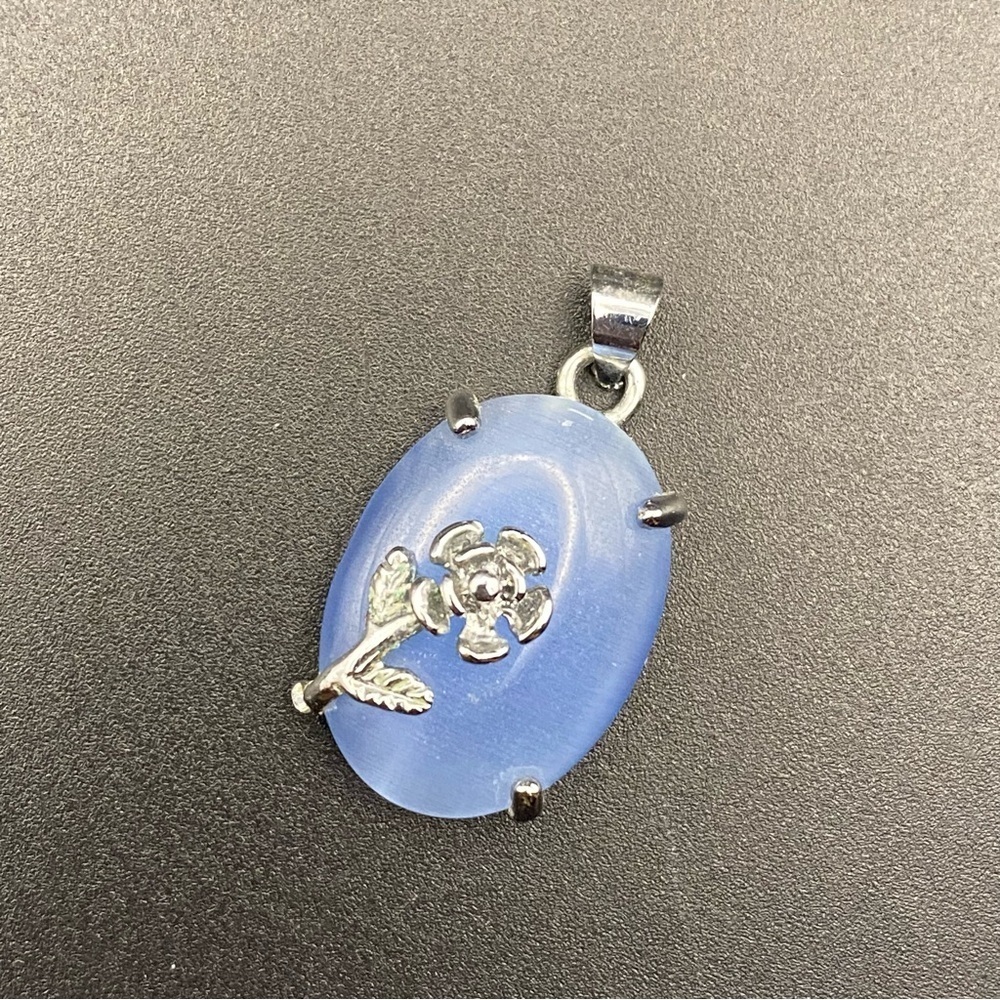 Silver tone Opalite Flower Pendant
